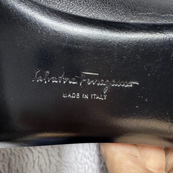 New Salvatore Ferragamo Black Strappy Ballet Flats Shoes 8.5 Italy Designer - Picture 6 of 10
